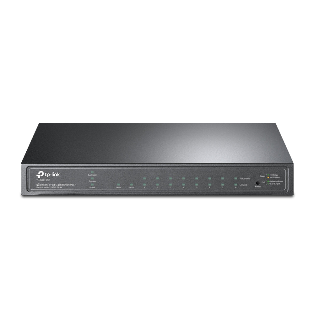 Switch PoE JetStream SDN Administrable 8 puertos 10/100/1000 Mbps + 2 puertos SFP, 8 puertos PoE, 61W, administración centralizada OMADA SDN