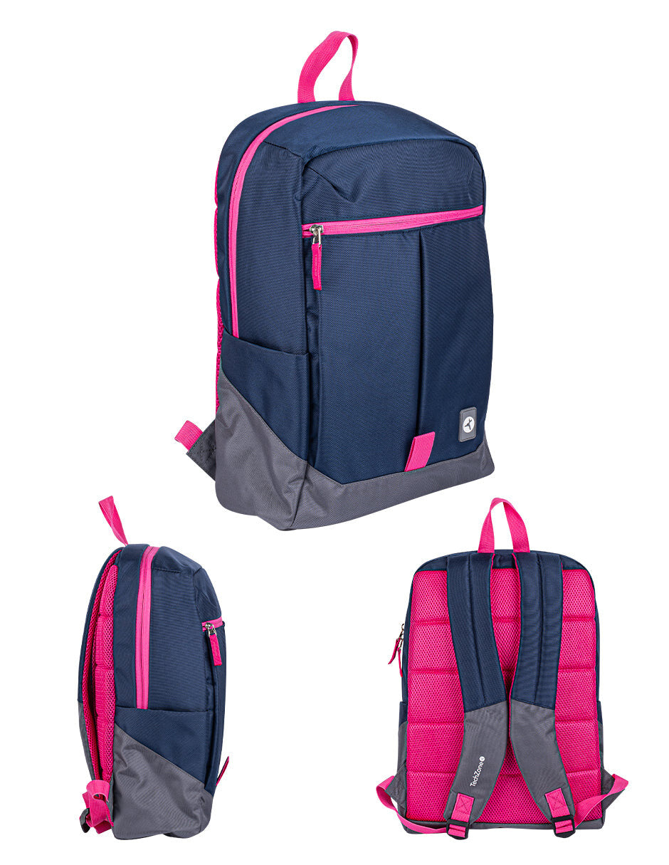 TechZone TZLBP26-A mochila Azul, Gris, Rosa Poliéster