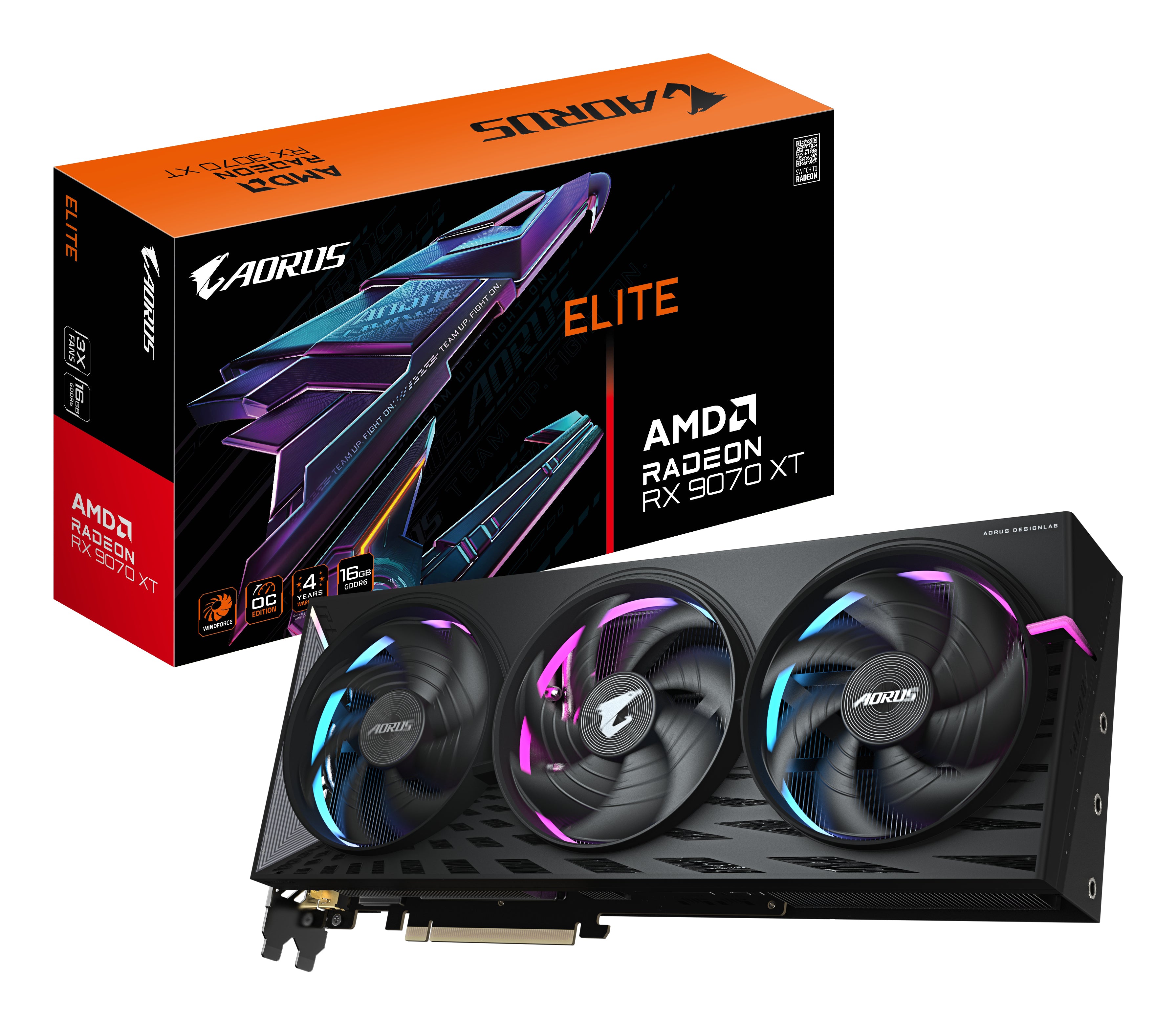 TARJETA DE VIDEO GIGABYTE GV-R9070XTAORUS E-16GD / RADEON RX 9070 XT / 16 GB GDDR6 / PCIE 5.0 / GAMER