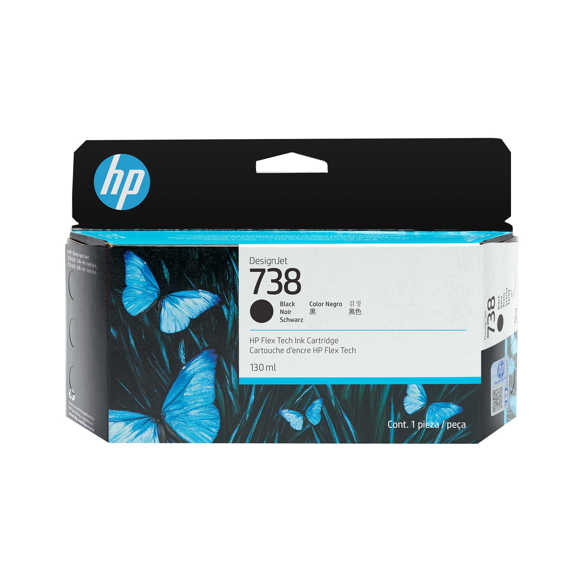 HP Cartucho de tinta 738 de 130 ml negro