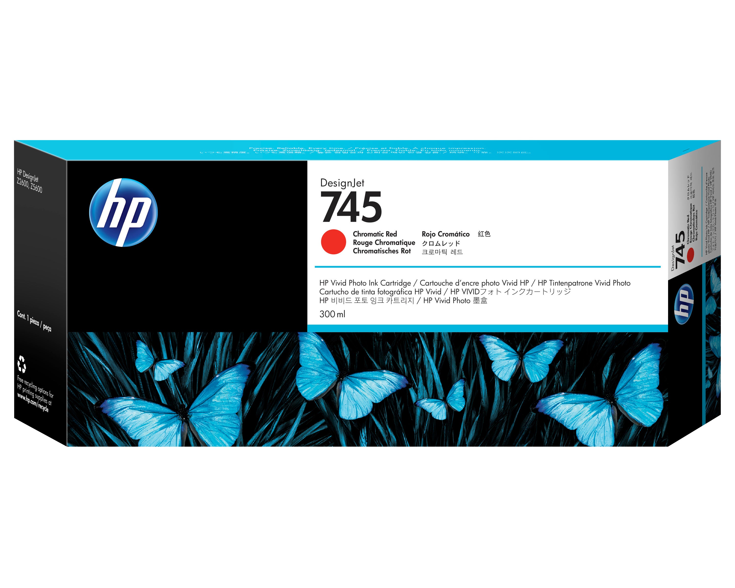 Tinta HP LF 745 DesignJet Rojo Cromatico 300ML