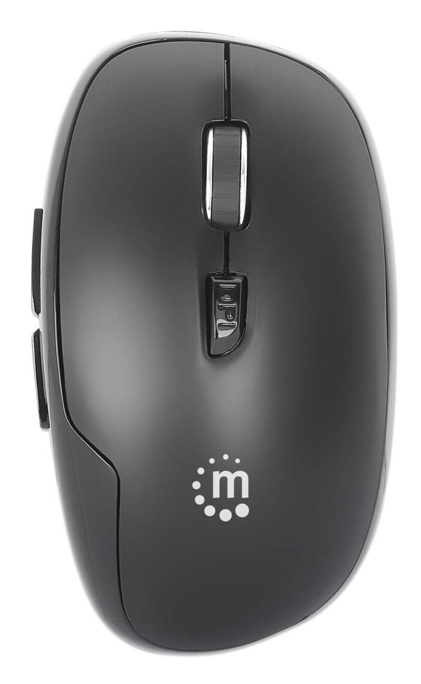 Manhattan Nanorreceptor USB-A, seis botones con rueda de desplazamiento, 800/1200/1600 ppp, contorno agradable para la muñeca, negro