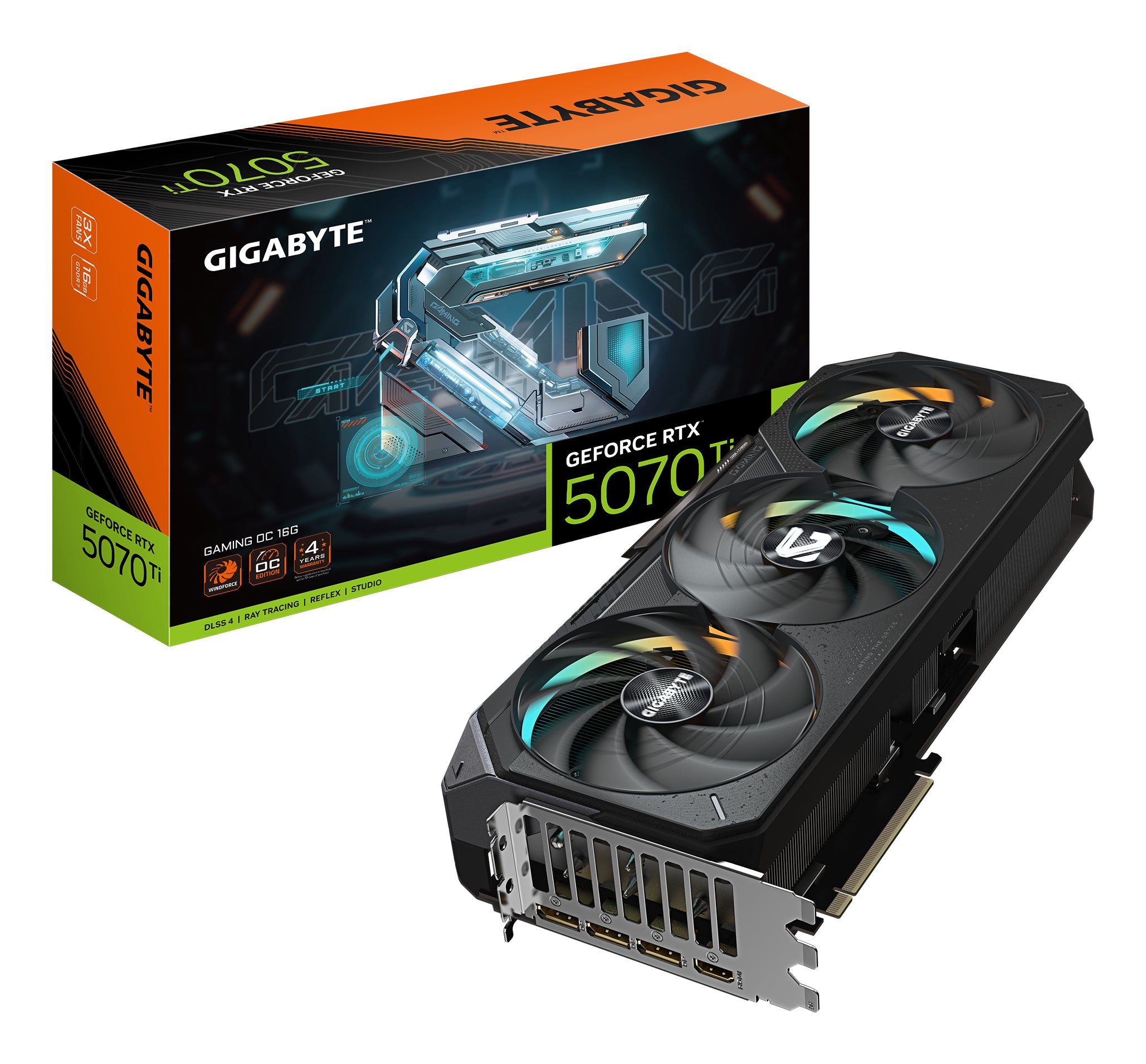 Tarjeta de Video Gigabyte Gaming GeForce RTX5070TI OC 16GB Triple Fan RGB GDDR7 256bit PCIe 5.0 1xHDMI 3xDP
