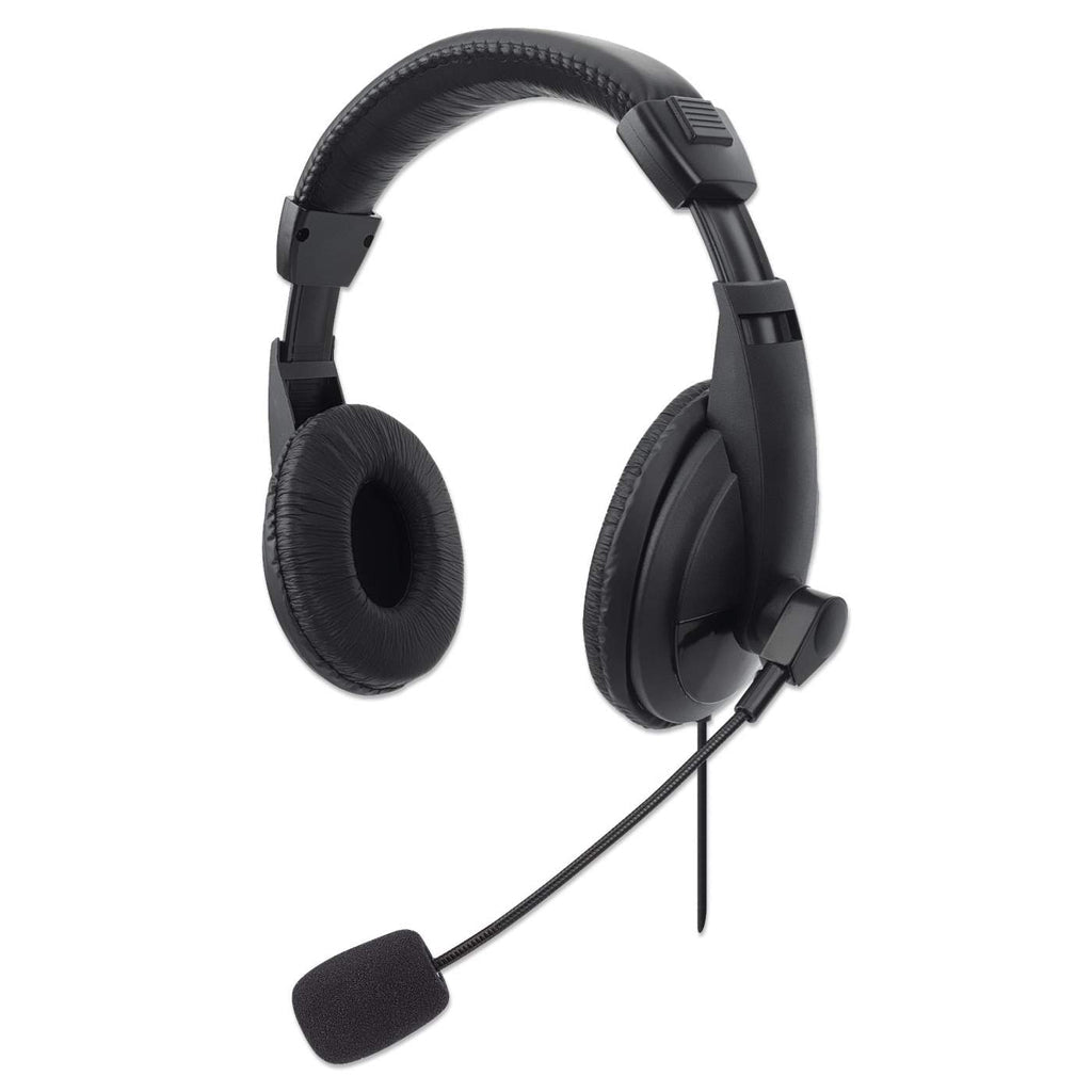 Manhattan Stereo USB Headset Adjustable Microphone Integrated Control Black