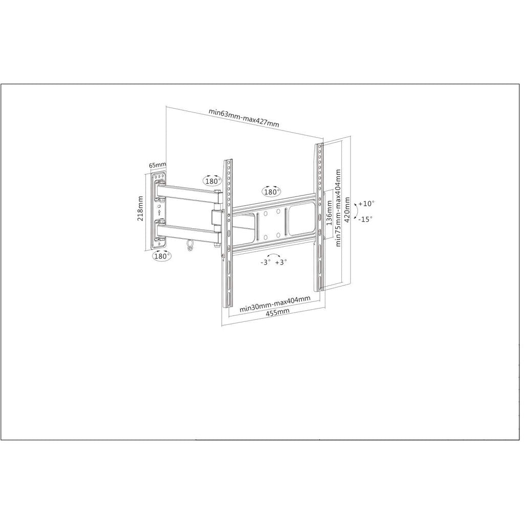 Manhattan Soporte para TV, de pared, movimiento articulado, pantallas curvas o planas de 32" a 55" de máximo 35 kg