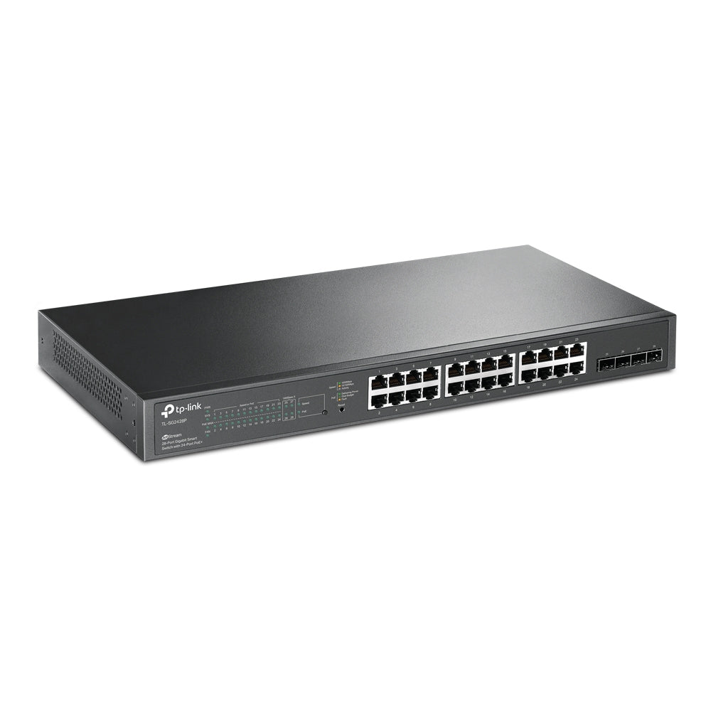 Switch PoE JetStream SDN Administrable 24 puertos 10/100/1000 Mbps + 4 puertos SFP, 24 puertos PoE, 250W, administración centralizada OMADA SDN