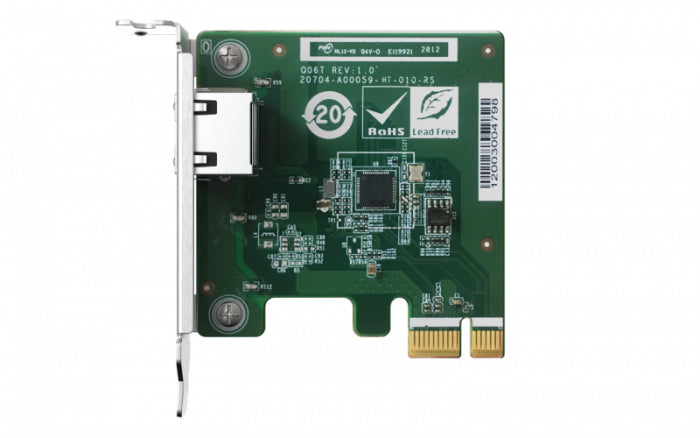 TARJETA DE RED QNAP QXG-2G1T-I225 / SINGLE-PORT 2.5 GBE NETWORK EXPANSION CARD / INTEL ETHERNET CONTROLLER I225-LM / NBASE-T RJ45(1) / PCIE GEN2 (1) / TRANSMISSION RATES 2.5GBPS-1GBPS-100MBPS-10MBPS