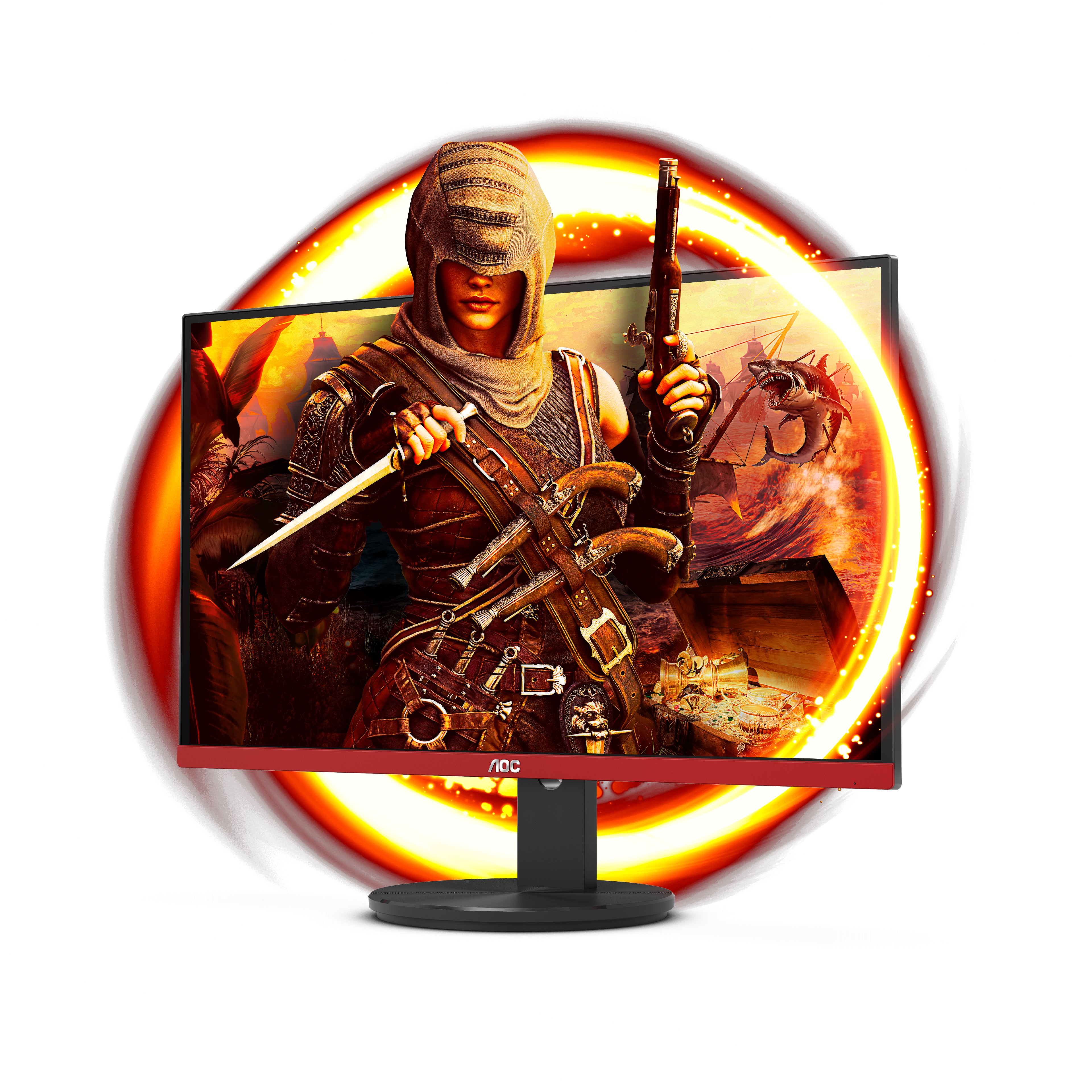 MONITOR GAMER AOC NEGRO CON ROJO / 23.8 PULGADAS / ENTRADA HDMI / DISPLAYPORT / ASPECTO 169 / TR 1 MS / AMD FREE SYNC / 144 HZ / RESOLUCION 1920 X 1080 / BRILLO 350 CD/M2 / VESA 100X100MM