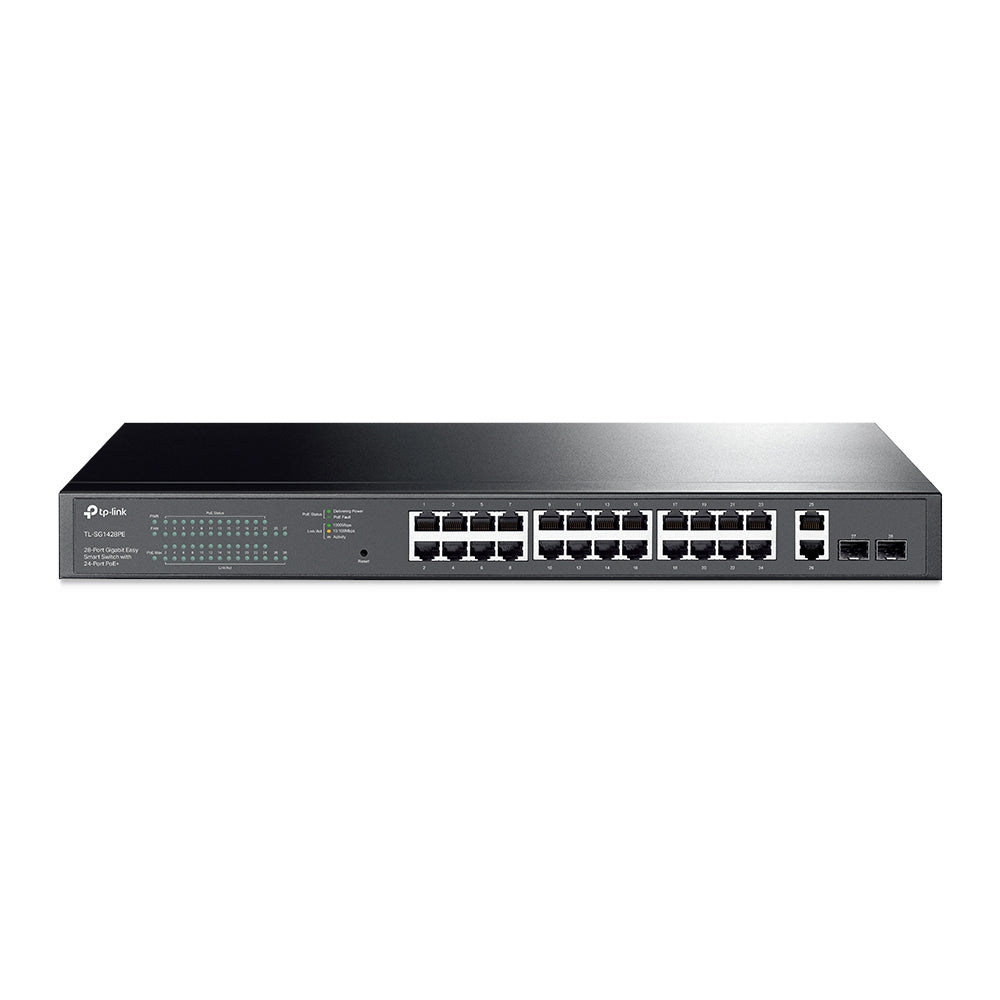 Switch PoE Administrable 24 puertos 10/100/1000 Mbps / 2 puertos SFP / 24 puertos PoE af/at / Presupuesto PoE 250W /