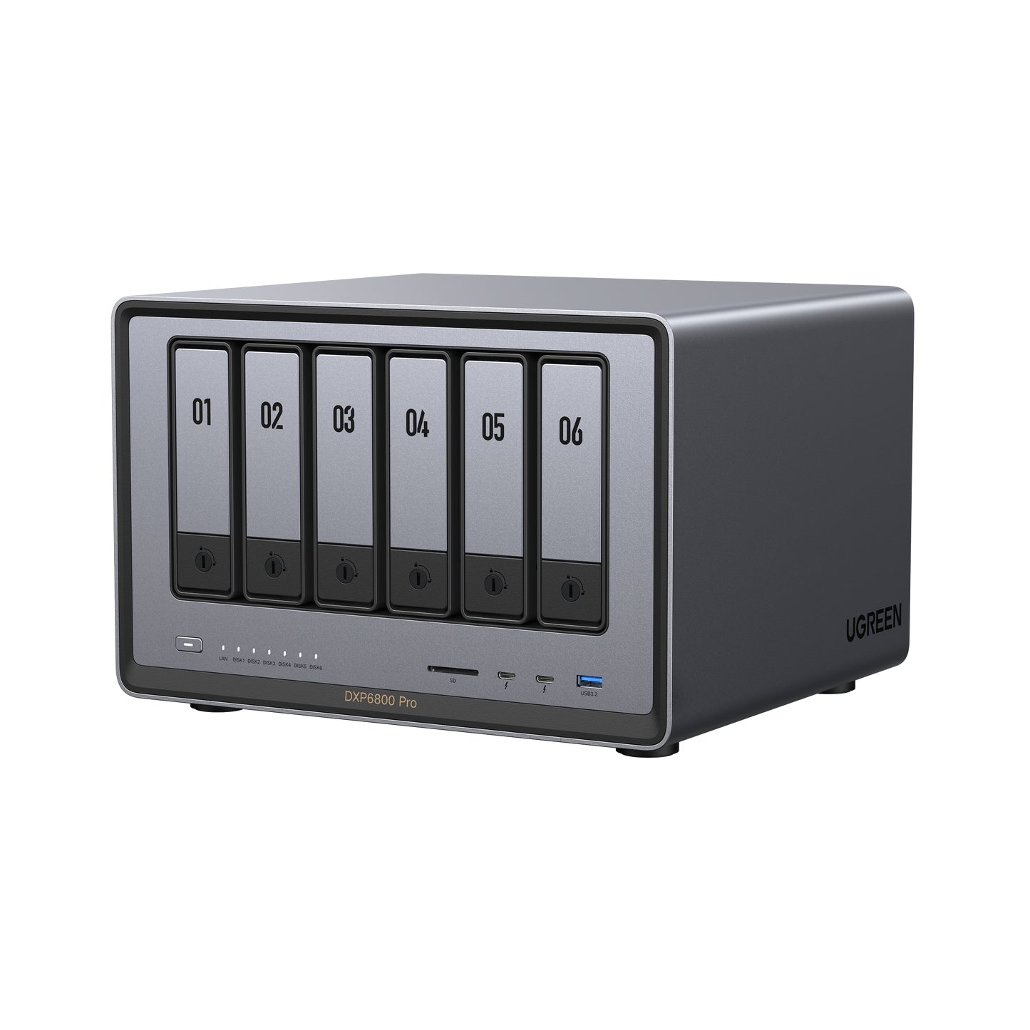 NAS UGREEN NASync DXP6800 Pro / Intel Core i5-1235U 10 Núcleos / 6 Bahías SATA + 2 M.2 NVMe / 2 Puertos Thunderbolt 4 / 2 Puertos 10GbE / 8K HDMI / PCIe 4.0 x4 / DDR5 Hasta 64GB / Compatibilidad Multiplataforma