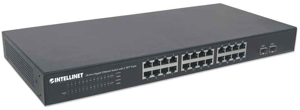 Intellinet Switch de 24 Puertos Gigabit Ethernet con 2 puertos SFP