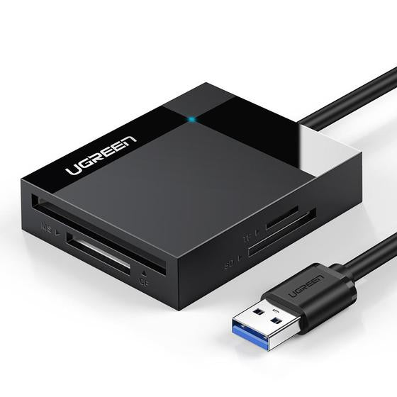 Lector de Tarjetas USB-A 3.0  a CompactFlash (CF)/ MemoryStick (MS)/ TransFlash (TF)/ SecureDigital (SD) | 4 en 1 | 5Gbps | Hasta 2TB | Soporta Windows/Mac OS/Linux/Android | Lectura de tarjetas simultánea | Cable de 15cm.