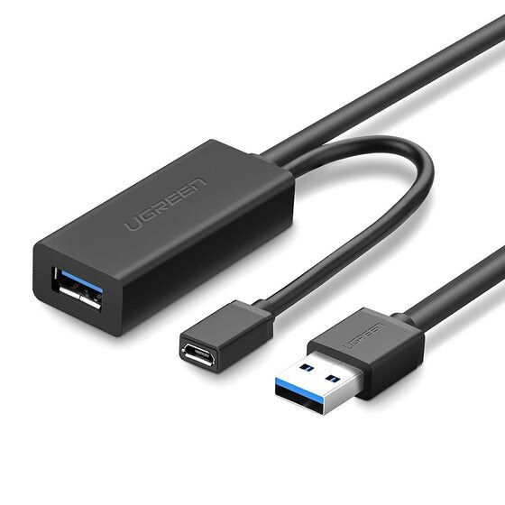 Cable de Extensión Activo USB 3.0 con puerto de alimentación Micro USB / 10 Metros / USB 3.0 a 5Gbps / No requiere controlador / Ideal para impresoras, consolas , Webcam, etc.