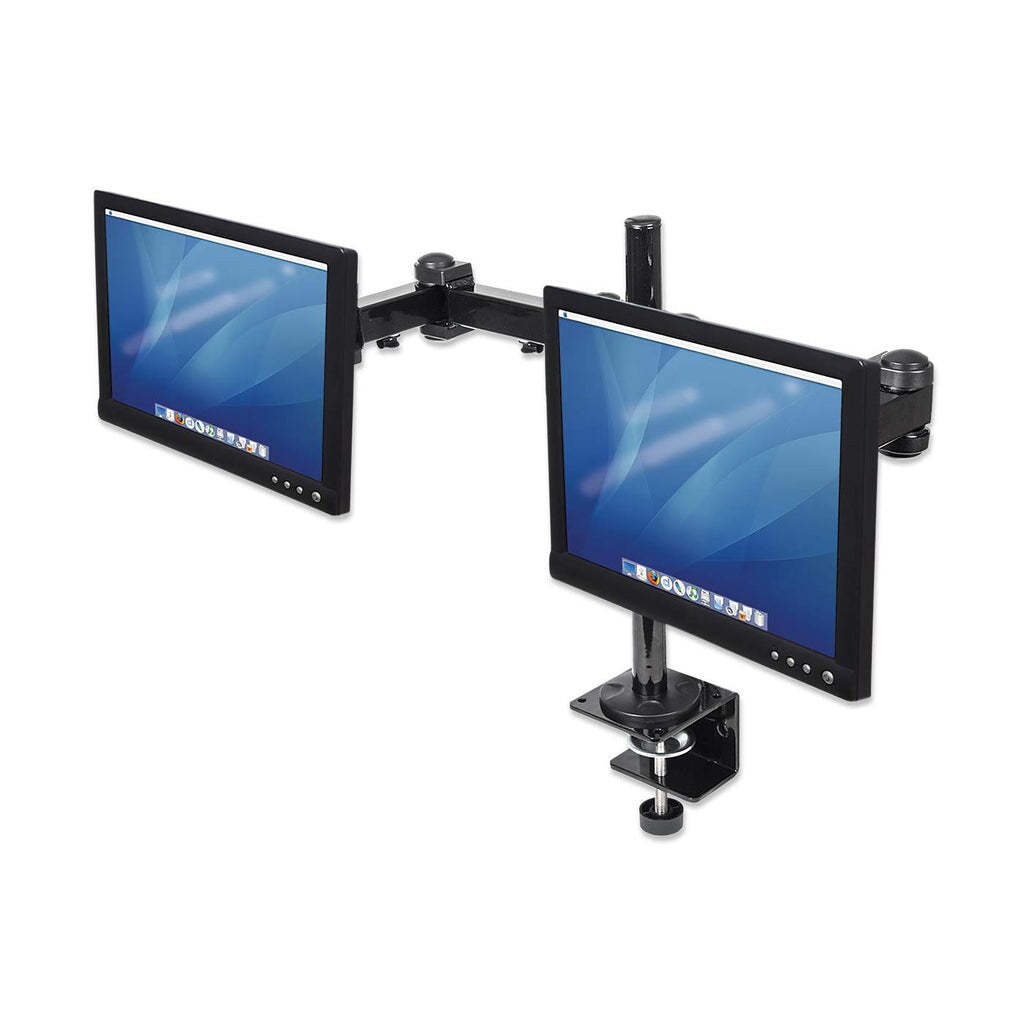 Manhattan Soporte para monitor, de escritorio, movimiento articulado, 2 pantallas planas de 13" a 24" máximo 6 kg cada uno