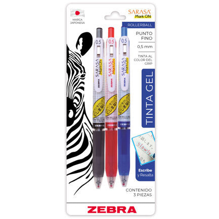 Zebra 817STOFNB003 bolígrafo Negro, Azul, Rojo Bolígrafo de barra Fino 3 pieza(s)