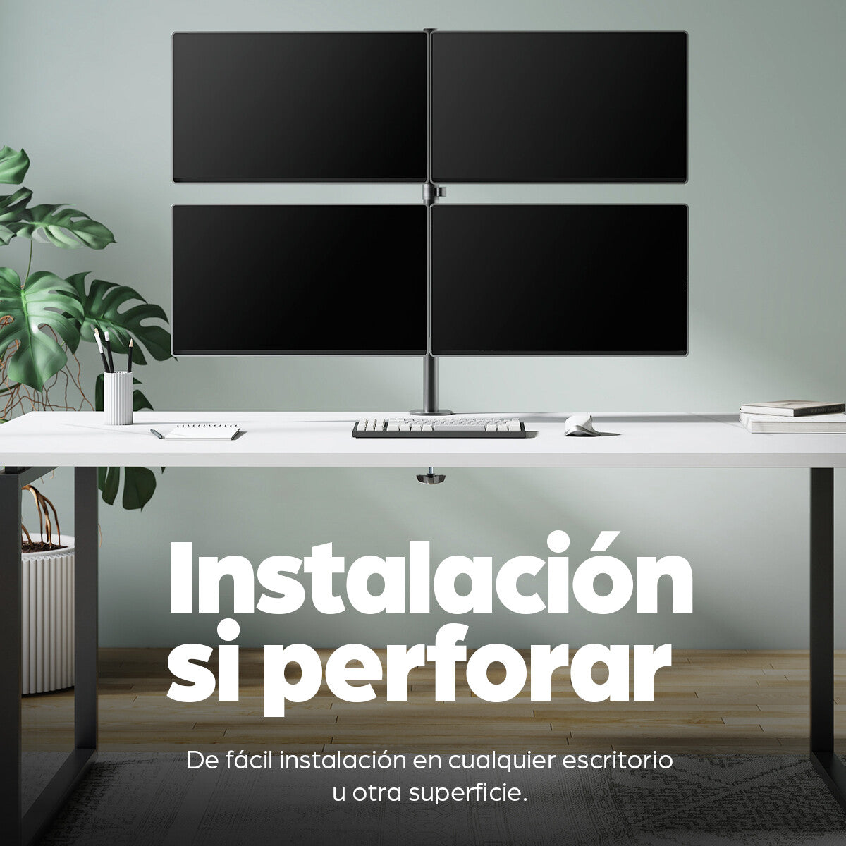 Manhattan Soporte para cuatro monitores, movimiento con brazos de doble articulación