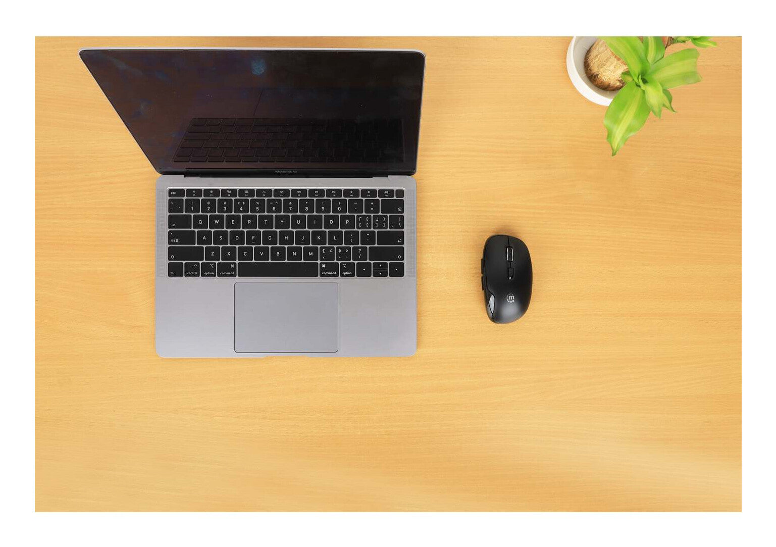 Manhattan Nanorreceptor USB-A, seis botones con rueda de desplazamiento, 800/1200/1600 ppp, contorno agradable para la muñeca, negro