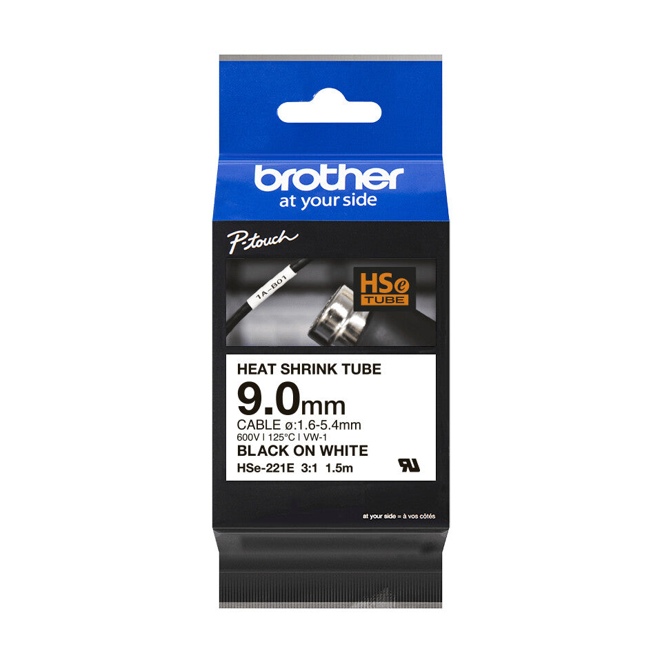 Brother HSE-221E cinta para impresora de etiquetas Negro sobre blanco