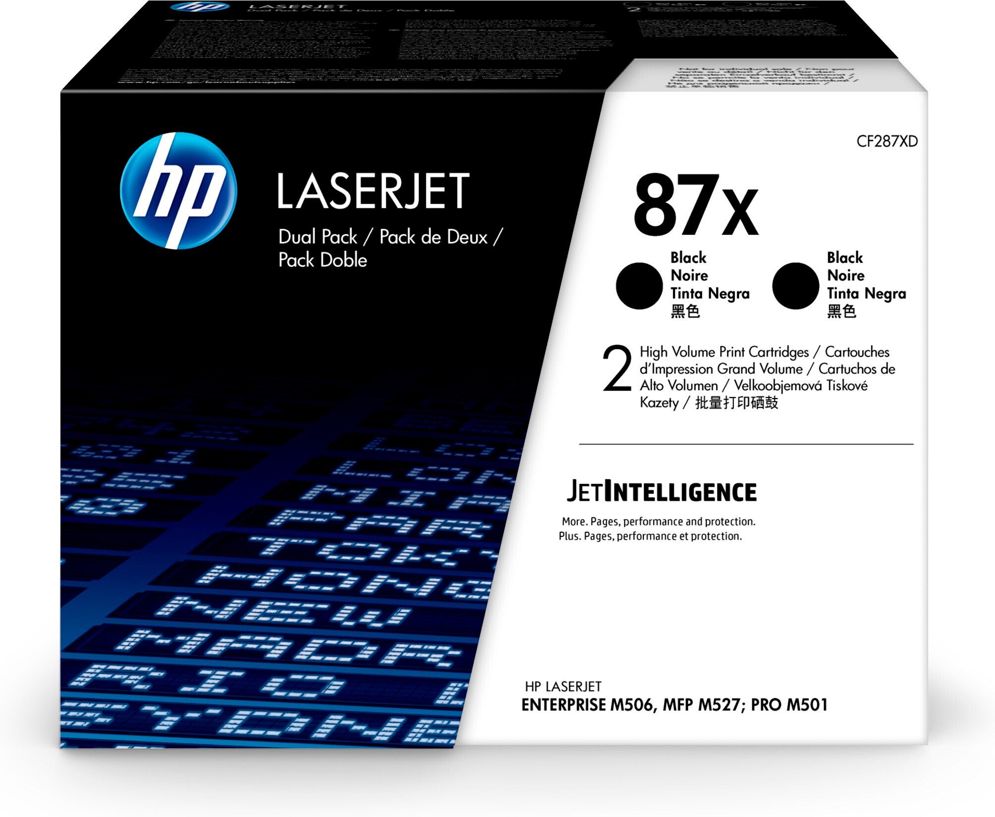 HP Paquete de 2 cartuchos originales de tóner de alta capacidad LaserJet 87X negro