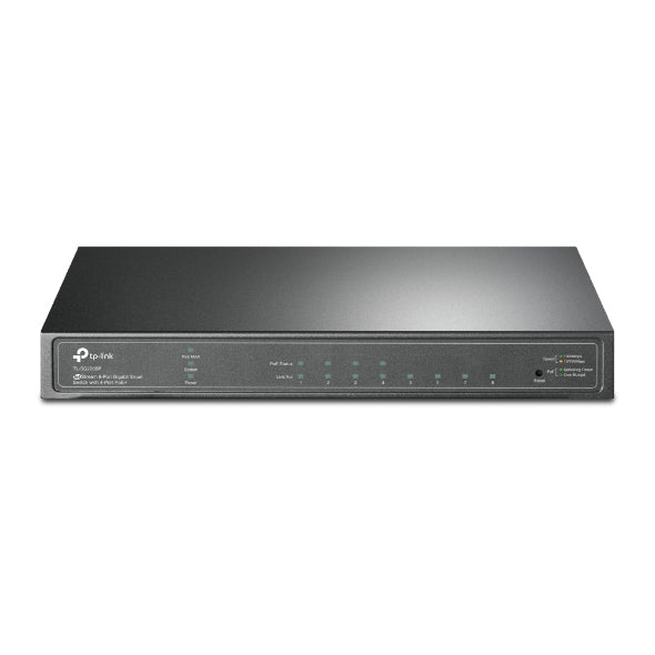 Switch Omada / 8 Puertos Gigabit  / 4 Puertos PoE+ 802.3at/af / Presupuesto PoE 62 W / 30 W por Puerto / Gestión Cloud Omada / L3 Static Routing / Sin Ventilador / Metal