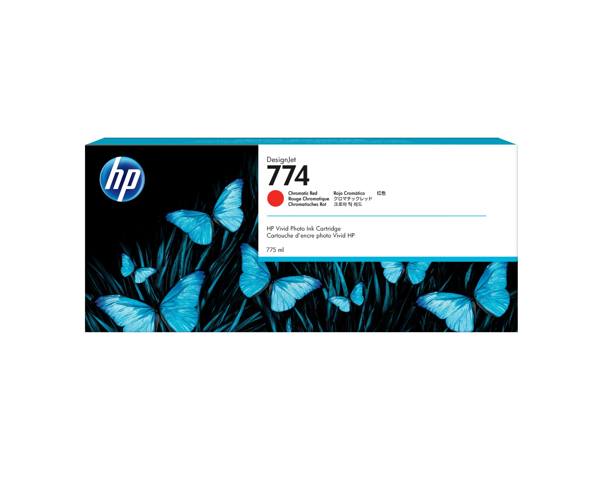 HP Cartucho de tinta DesignJet 774 de 775 ml, rojo cromático