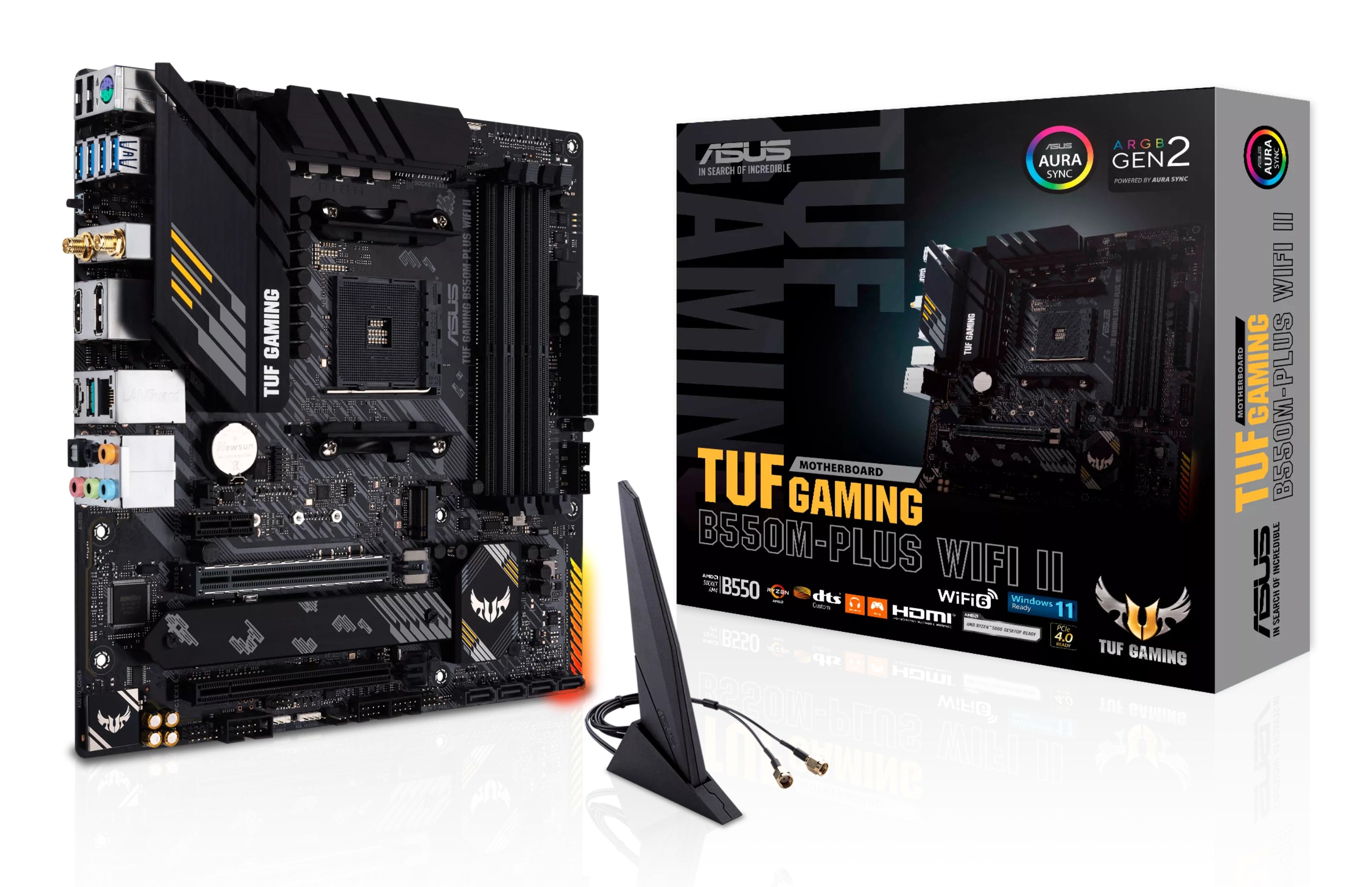 Tarjeta Madre Asus AMD B550M TUF Gaming Plus Wi-Fi II S AM4 Ryzen 5000/3000 4xDDR4 3200 128GB M.2 SATA-PCIe