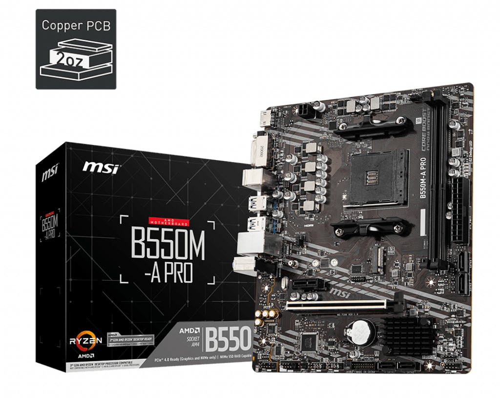 Tarjeta Madre MSI B550M-A PRO Micro-ATX Socket AM4 AMD B550 64GB DDR4 HDMI para AMD
