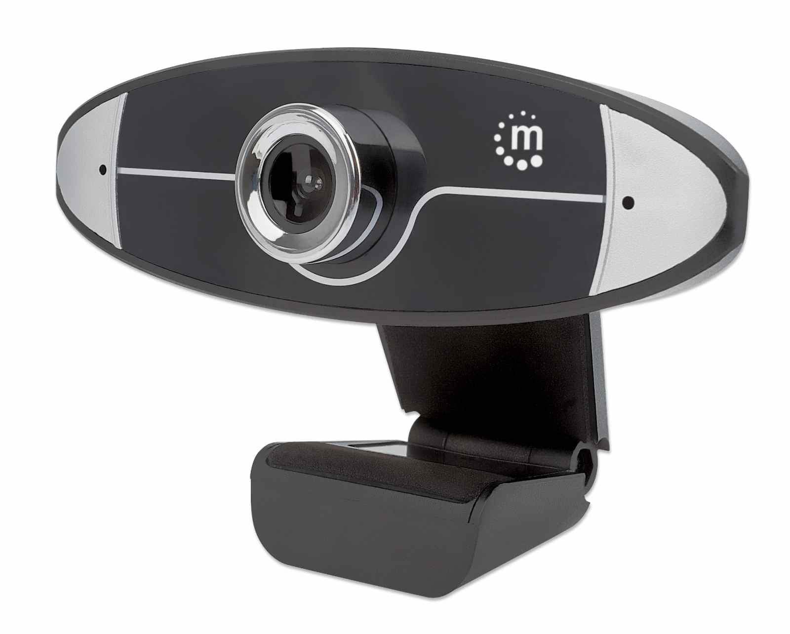 Cámara Web Manhattan Alta Definición HD 720p USB Micrófono Base Ajustable Color Negro