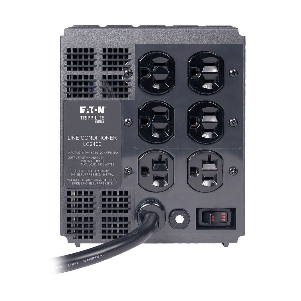 Tripp Lite LC2400 Acondicionador de energía 2400W 120V con regulación automática de voltaje (AVR), protección contra sobretensión de CA, 6 tomacorrientes