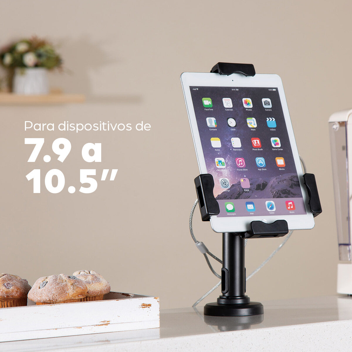 Manhattan Soporte para Tablet o iPad 2 en 1, soporte de escritorio con cerradura y soporte de montaje en pared