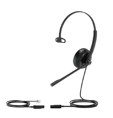 Diadema Alámbrica YHS34 Mono de Yealink QD a RJ9 con Almohadillas de Cuero
