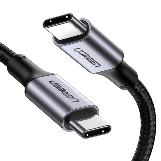 Cable USB-C a USB-C | 1 Metro | Carga Rápida de hasta 100W | Transferencia de datos 480 Mbps | PD3.0 | QC4.0/3.0/2.0 | FPC | AFC | Protección Integrada| Caja de Aluminio | Nylon Trenzado | Amplia Compatibilidad | Color Negro.