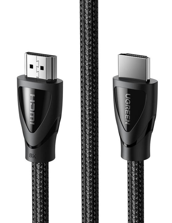 Cable HDMI 2.1 de Nylon Trenzado / 1 Metro (3.28 Pies) / 8K@60Hz/4K@120Hz / eARC (Canal de Retorno de Audio) / HDR10+ / VVR / HEC (Canal Ethernet HDMI) / ALLM / 3D / Dolby Atmos / Dolby Vision / 48 Gbps / Mayor Duración.