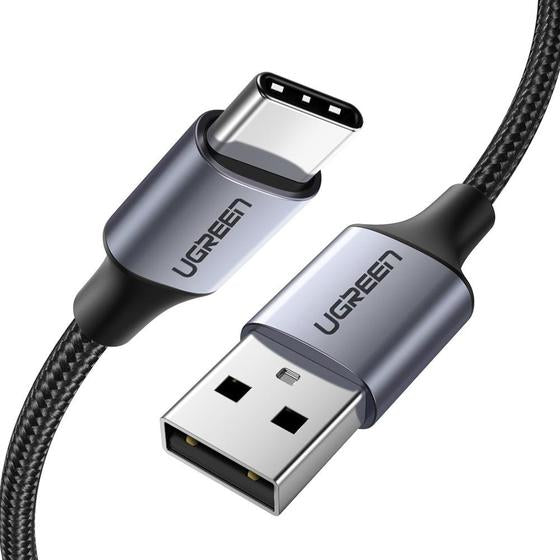 Cable USB-A a USB-C | 1 Metro (3.28 Pies) | Transferencia de Datos de 480 Mbps | Carga Rápida | QC 4.0/3.0/2.0 | FPC | AFC | Protección Integrada | Caja de Aluminio | Nylon Trenzado | Color Negro