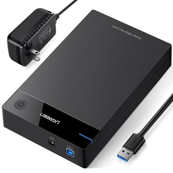 Carcasa de Disco Duro para  3.5" y  2.5" (Enclosure) | Con Cable USB 3.0 | Para HDD 3.5" / SSD 2.5" | SATA I/II/III | UASP | Hasta 16 TB | Compatible con Windows, Linux, Mac OS | No Requiere Controlador | Cable 1m | Incluye Adaptador d