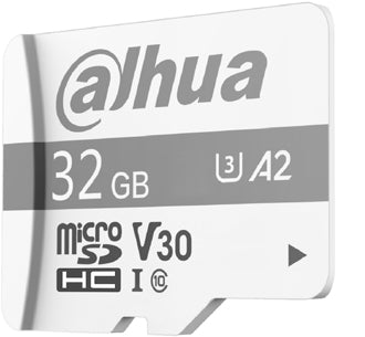 Memoria Micro SD DAHUA de 32 GB  Velocidad de Lectura 100 MB  Velocidad de Escritura de 80 MB  Especializada para Videovigilancia UHS-I C10  U3  V30 A2