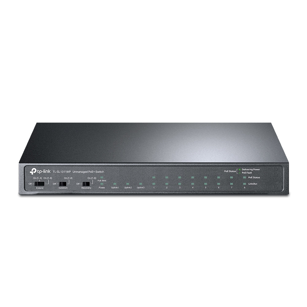 Switch PoE+ No Administrable De Escritorio 11 Puertos / 8 puertos 10/100 Mbps PoE af/at Inteligiente / Presupuesto 124 W / Hasta 250 metros