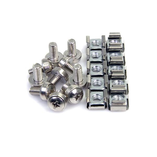 PACK DE 100 TORNILLOS DE MONTAJE Y TUERCAS ENJAULADAS M6 PARA RACK GABINETE DE SERVIDORES