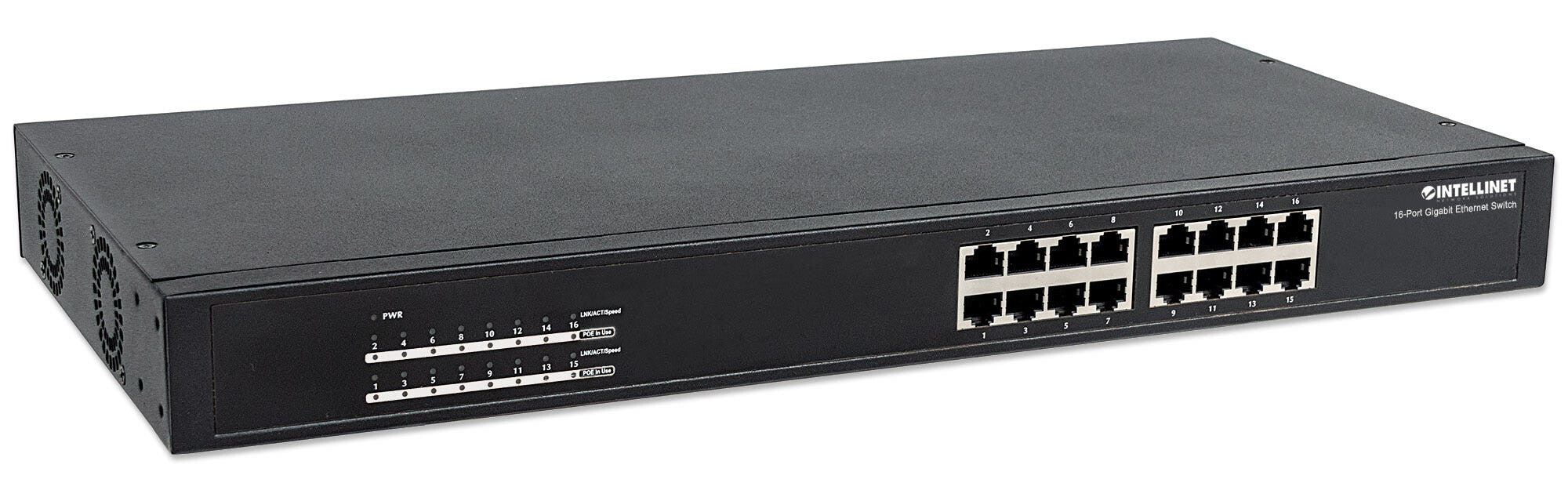 Intellinet 560993 dispositivo de redes No administrado L2 Gigabit Ethernet (10/100/1000) Energía sobre Ethernet (PoE) 1U Negro