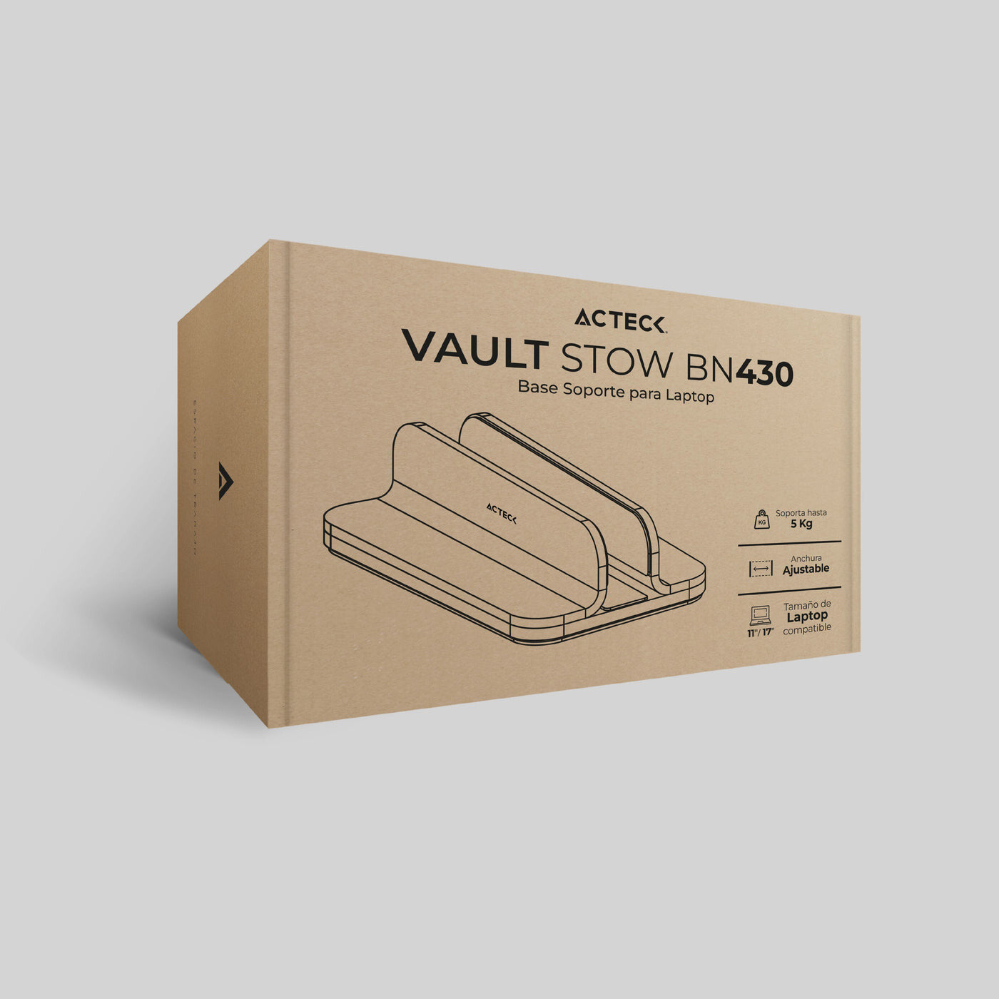 Acteck Vault Stow BN430 Soporte para computadora portátil Negro 43.2 cm (17")