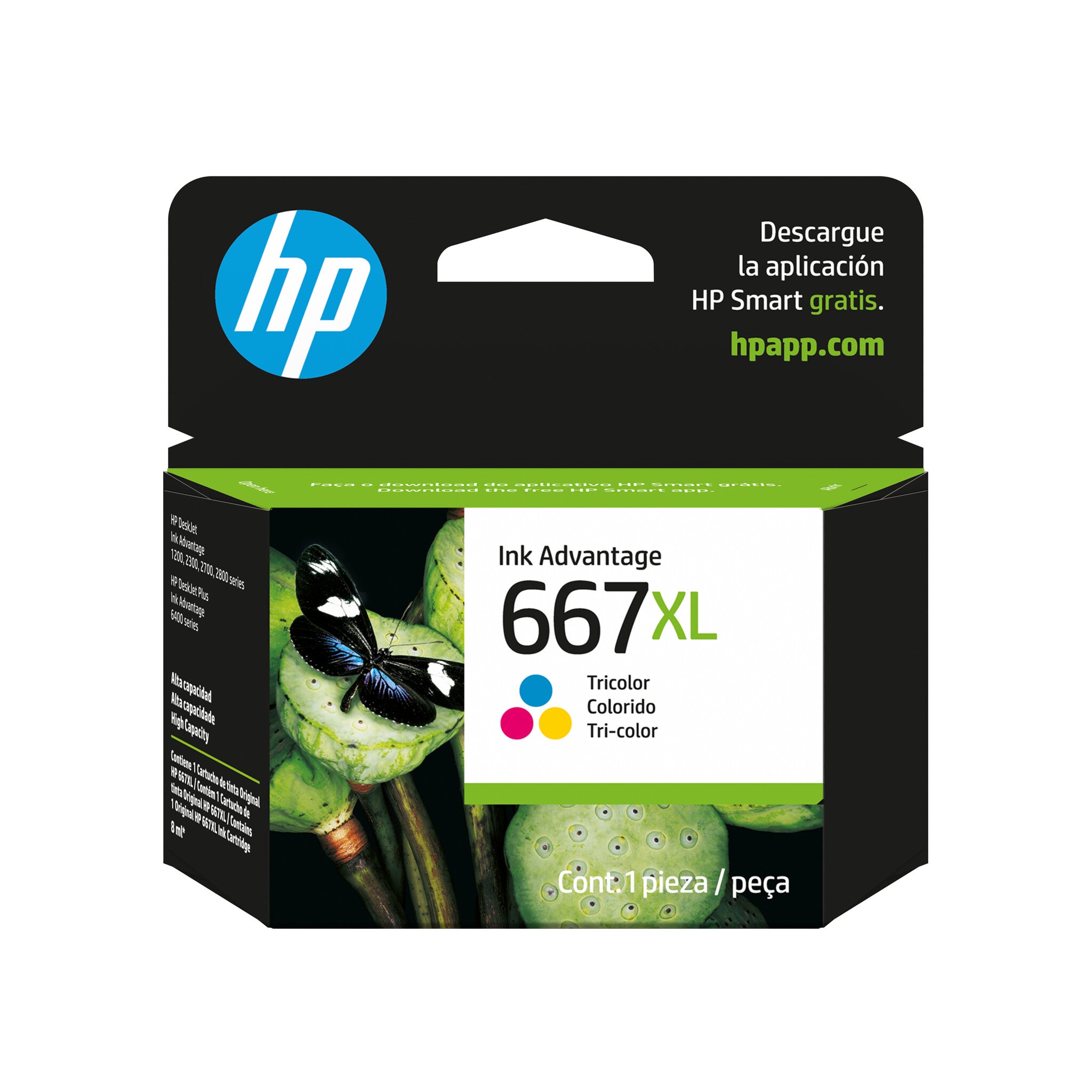 HP Cartucho de tinta de alto rendimiento Original Advantage 667XL, tricolor