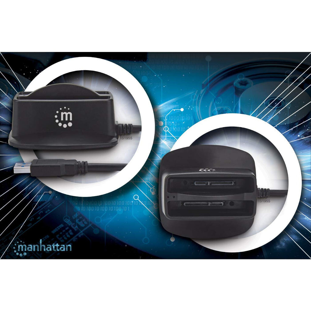 Manhattan Base de conexión dual USB 3.0 SuperSpeed y disco duro SATA 2.5"