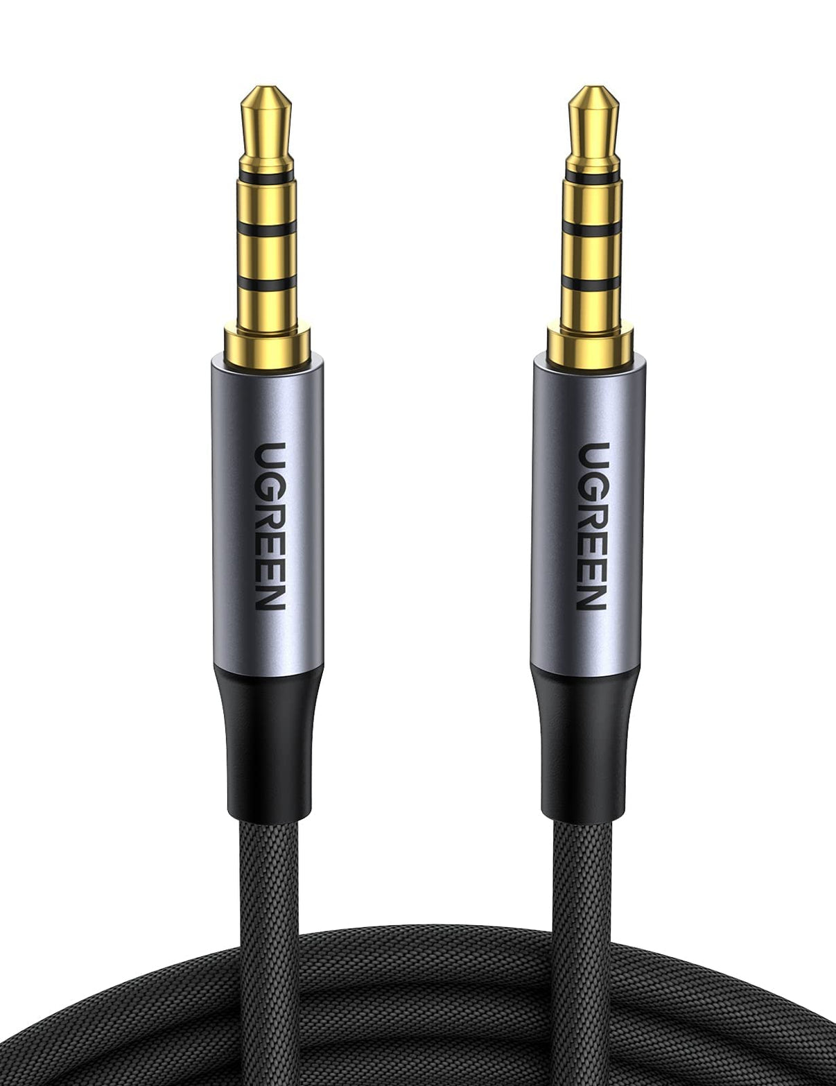Cable Auxiliar de 3.5mm / Cable Audio Estéreo / Núcleo de Alambre de Cobre Esmaltado / Carcasa de Aluminio Azul + Nylon Trenzado /  Soporta Micrófono / 2 Metros