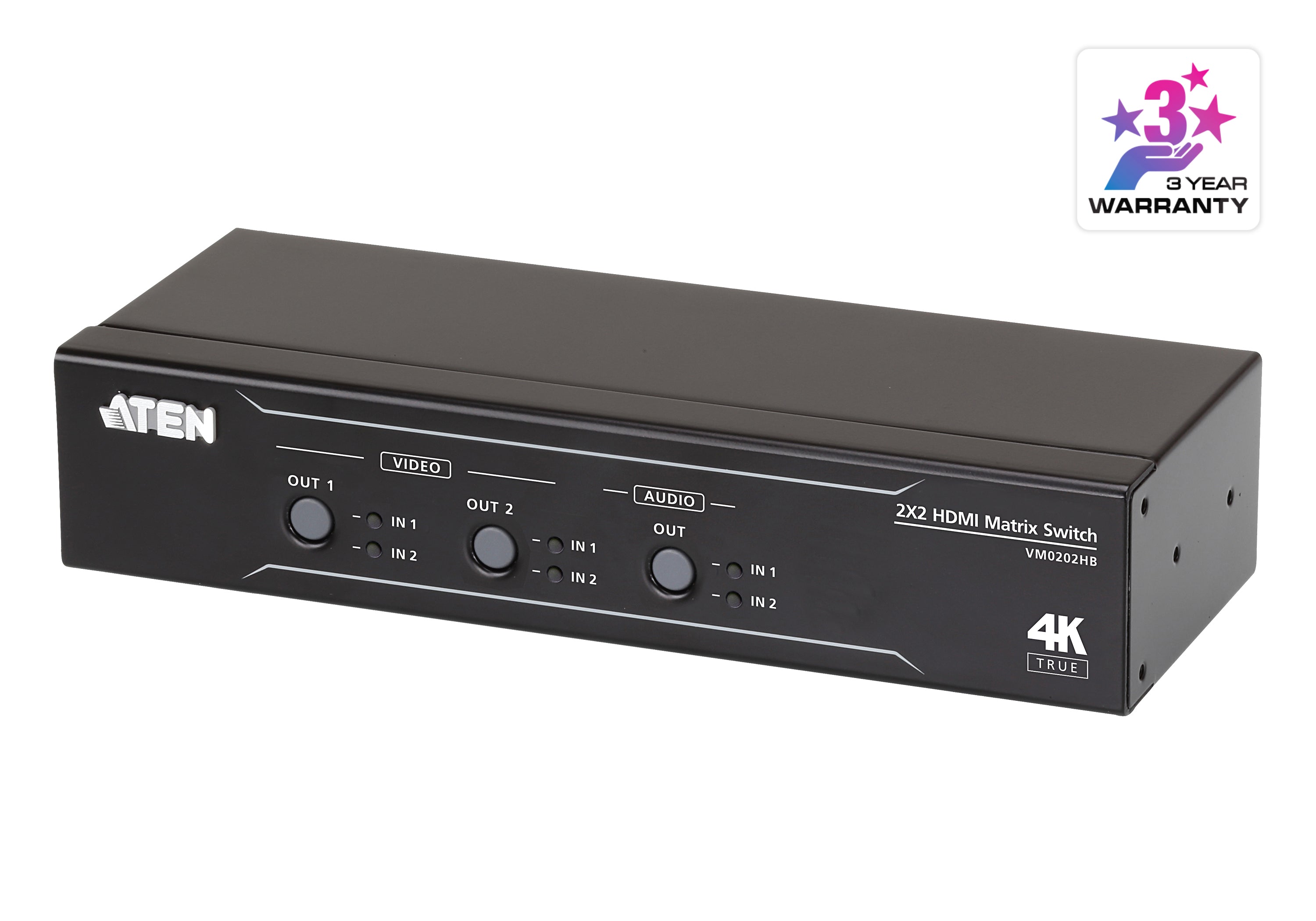 Conmutador matricial HDMI 2 x 2 True 4K con desembebedor de audio