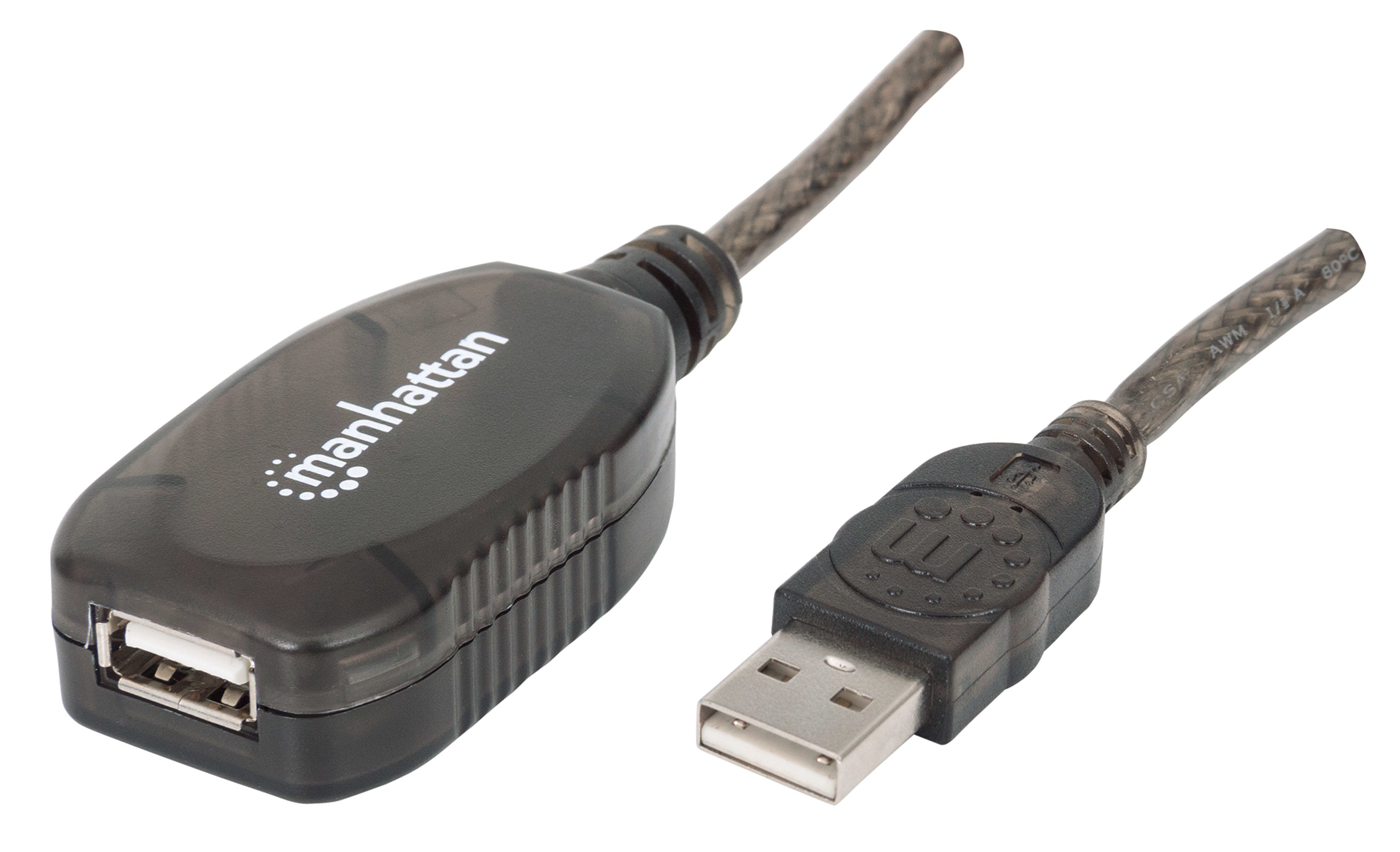 Manhattan USB 2.0 High-Speed Active Extension Cable 20m Black