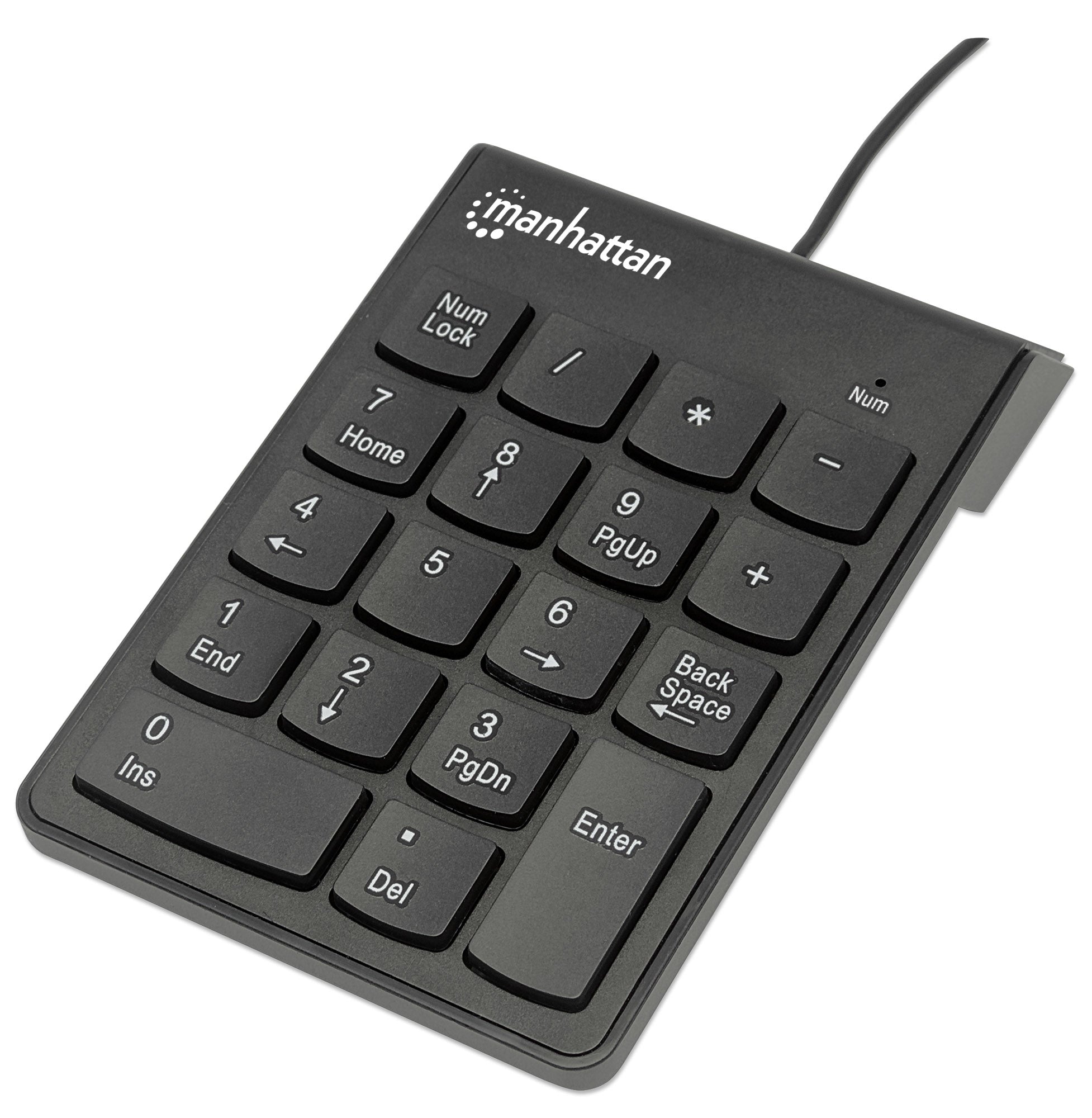 Teclado Numérico Manhattan Alámbrico USB 18 Teclas Color Negro