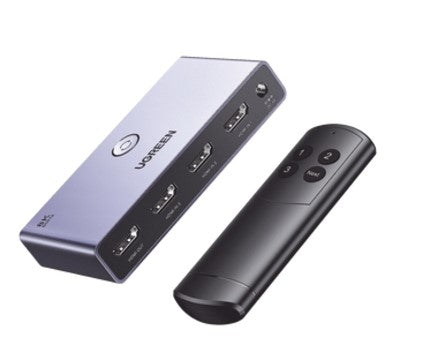 Switch (Splitter) 8K HDMI 2.1 / 3 Entradas 1 Salida / Incluye Control Remoto / Soporta 8K@60Hz 4K@120Hz 4K@60Hz 3D / HDR / HDCP 2.3 / Carcasa de Aluminio.