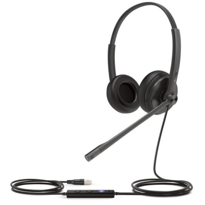 Diadema USB Alámbrica Yealink UH34 Dual Teams C/ Almohadillas de Cuero Compatible con Teléfonos IP Yealink y Computadoras