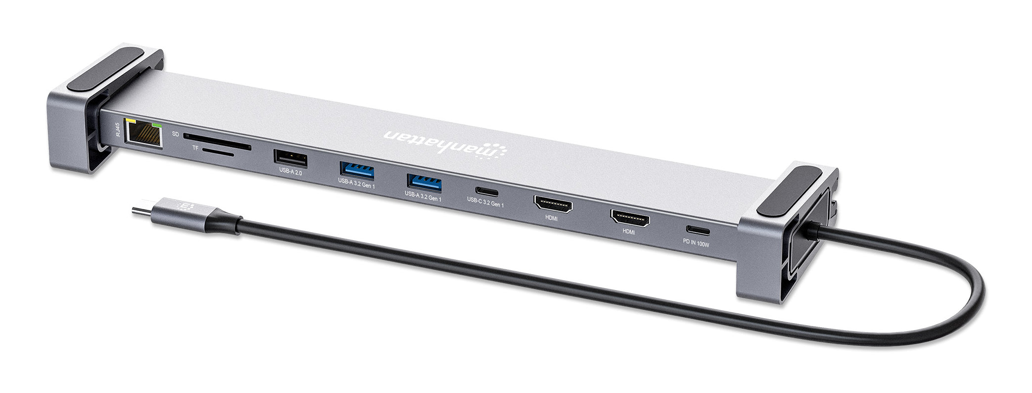 Manhattan 10-port USB-C Dock with MST 2xHDMI 3xUSB-A USB-C USB-C PD RJ45 SD-micro SD