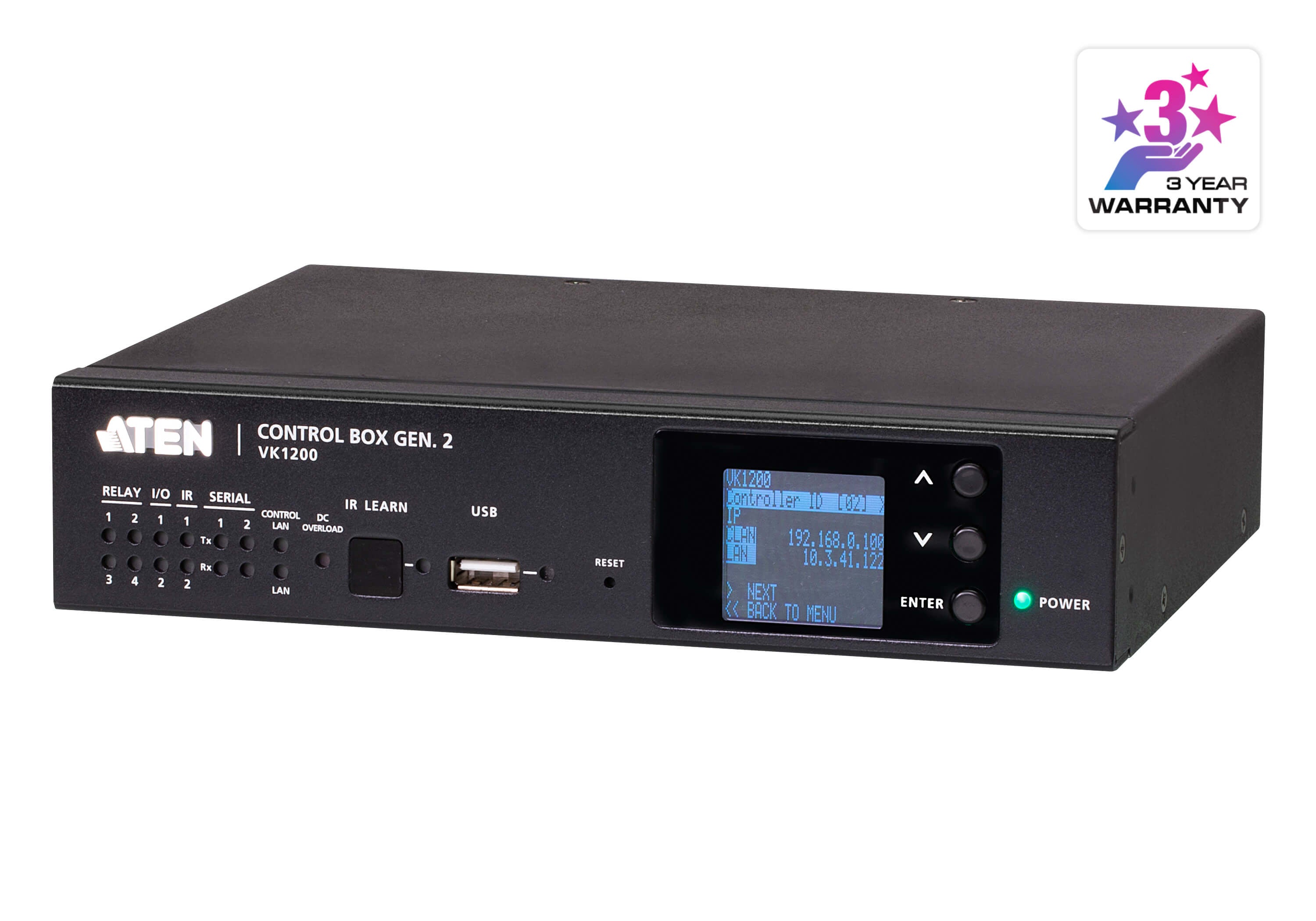 Sistema de control ATEN| Caja de control compacta Gen. 2 | CPU de cuatro núcleos | 2/1 GB de memoria | Monitor LCD | LAN doble y aislada